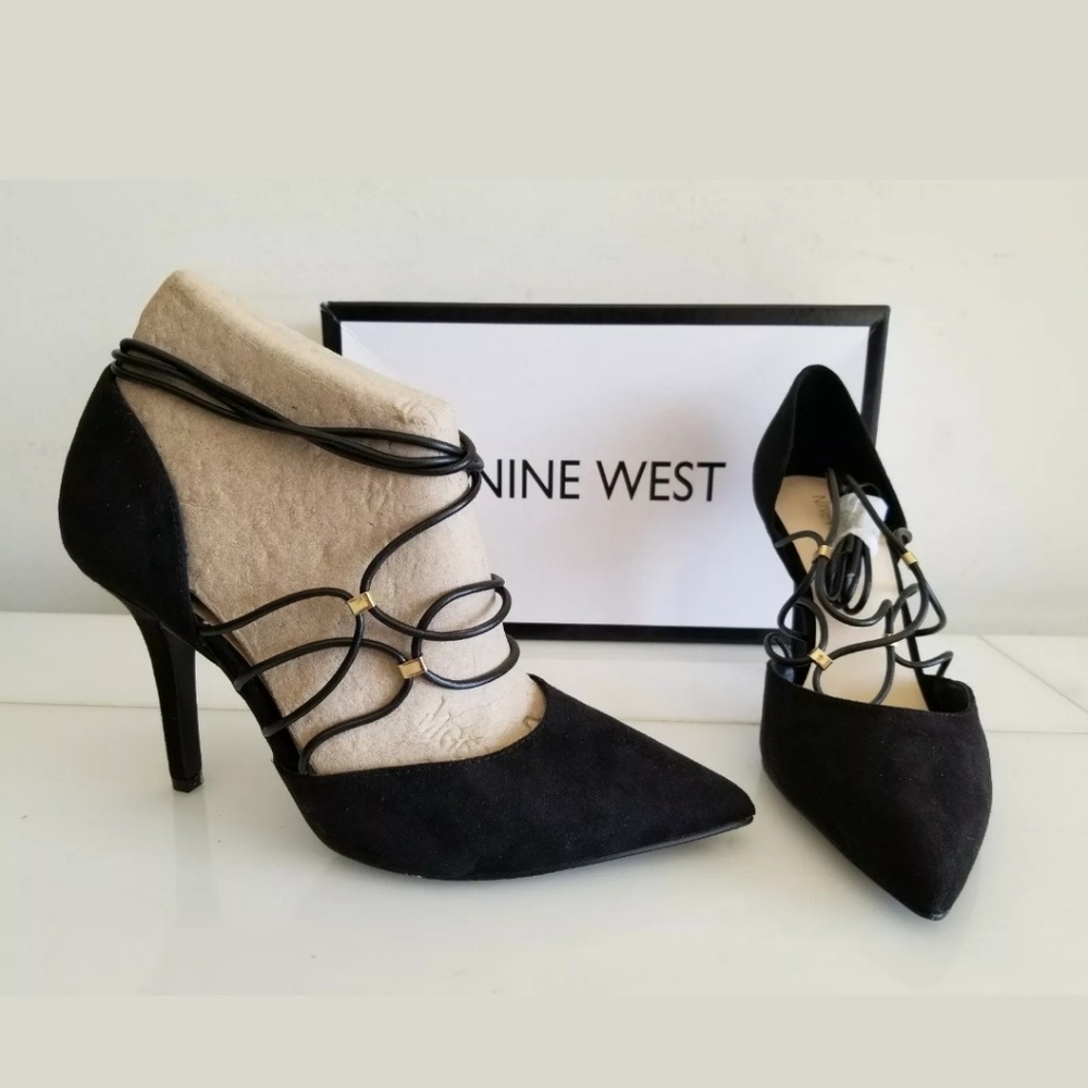 NEW CASUAL STRAP STILETTO POINT-TOE, BLACK, Size 7.5